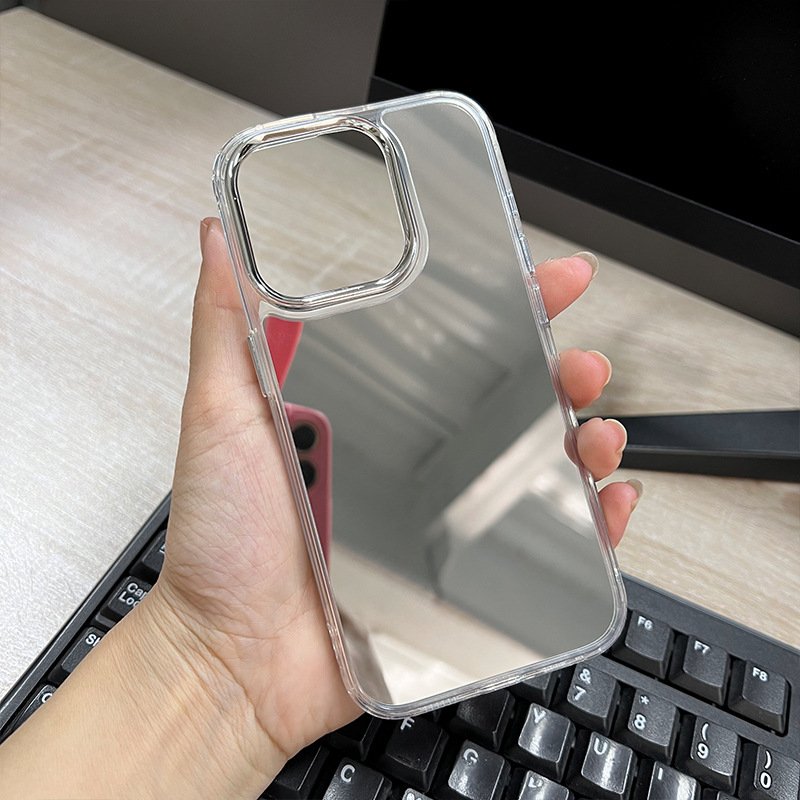 Silver Mirror Makeup Phone Case for iPhone 16 Pro Case Clear Mirror Cute Mirror Phone Cases for iPhone 11 12 13 14 15 Pro Max