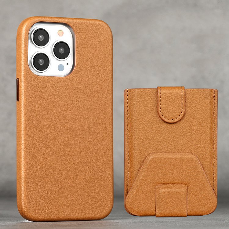 Custom Mobile Phone Wallet Card Pocket Cover Leather Protective Case iPhone13pro Strong Magnetic Absorption Anti-fall Case