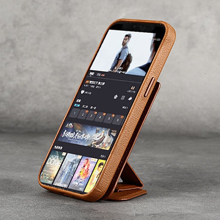 Custom Mobile Phone Wallet Card Pocket Cover Leather Protective Case iPhone13pro Strong Magnetic Absorption Anti-fall Case