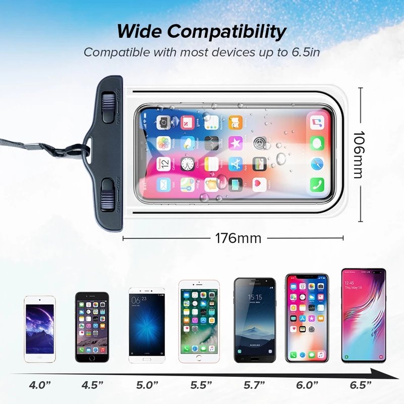 universal swimming IPX8 waterproof pouch luminous waterproof phone case transparent pvc mobile phone case