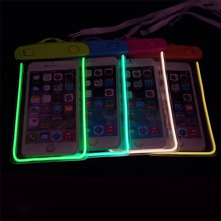 universal swimming IPX8 waterproof pouch luminous waterproof phone case transparent pvc mobile phone case