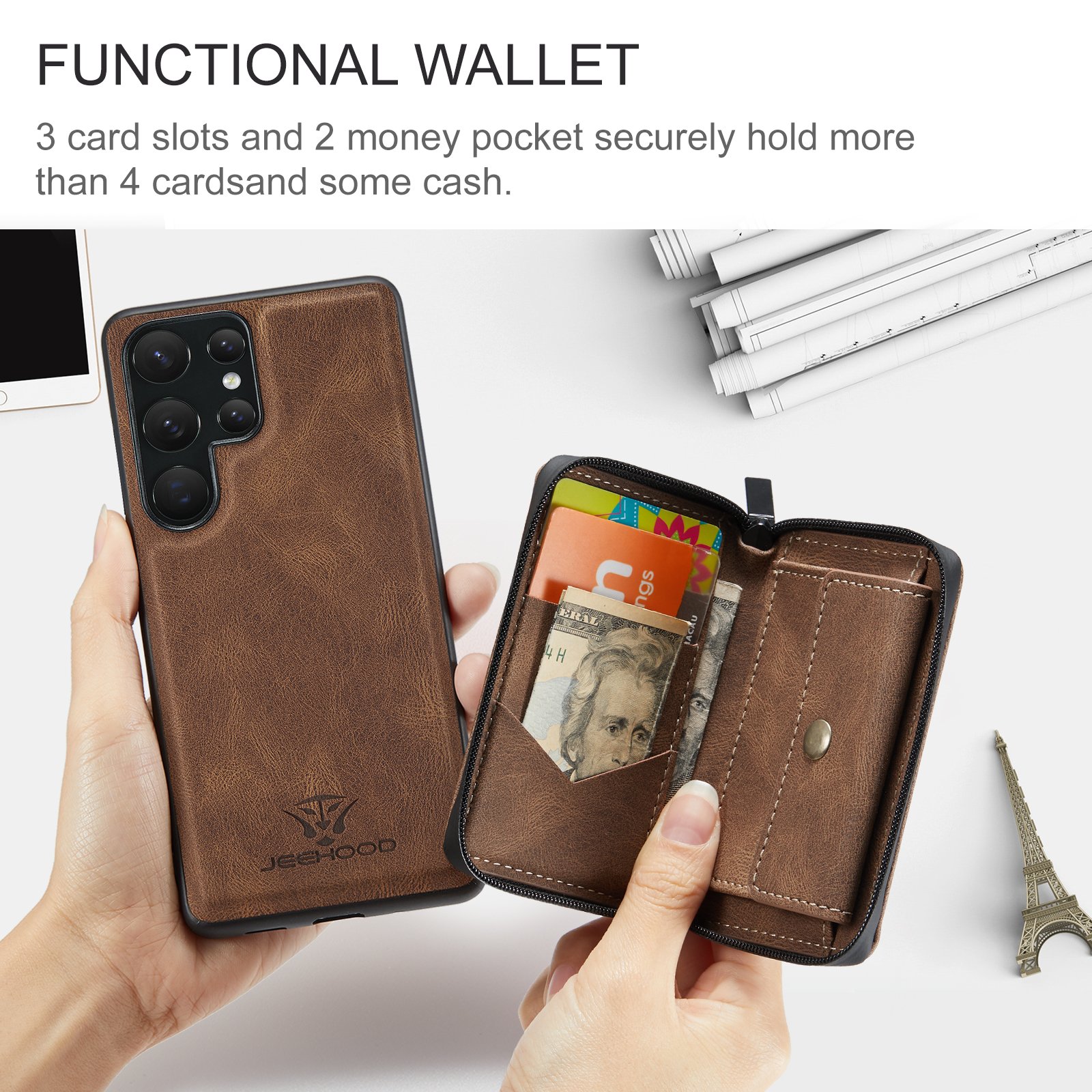 Luxury Leather Phone Case for Samsung S23 S22 S21 S20 Ultra 2 in 1 Detachable Wallet Bag Card Holder Galaxy S23 Magnetic Cover