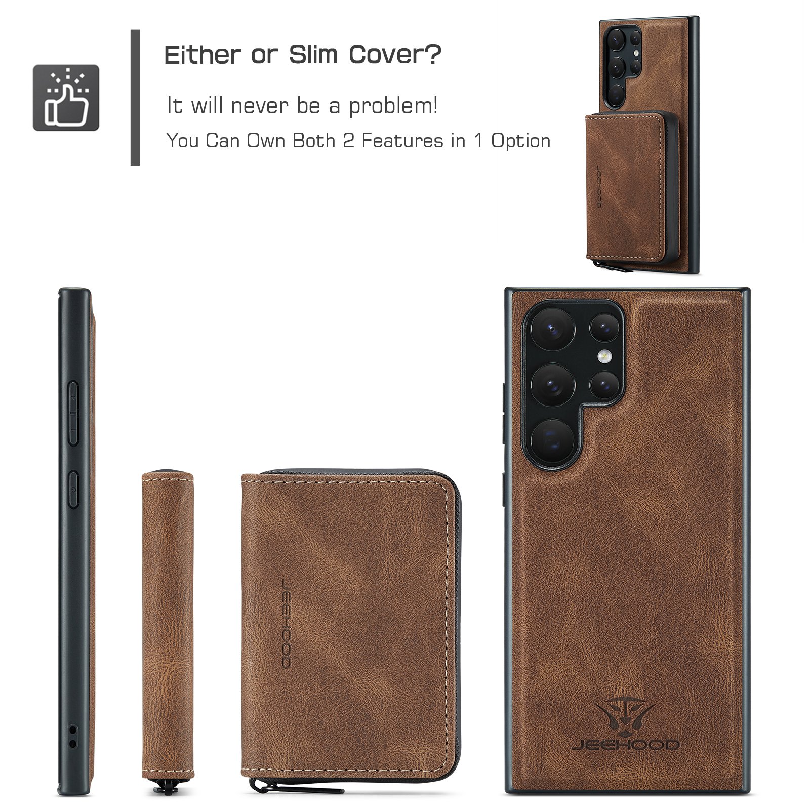 Luxury Leather Phone Case for Samsung S23 S22 S21 S20 Ultra 2 in 1 Detachable Wallet Bag Card Holder Galaxy S23 Magnetic Cover