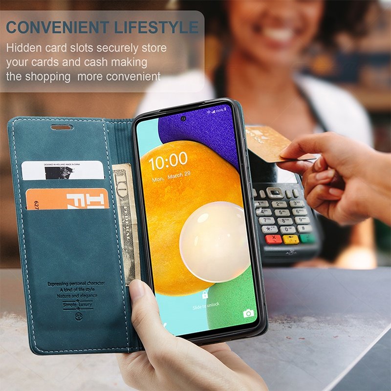 Mobile Phone Case for Samsung S24 A73 Anti-fall Mobile Phone Leather Case Galaxy A14 Retro Flip Protective Cover