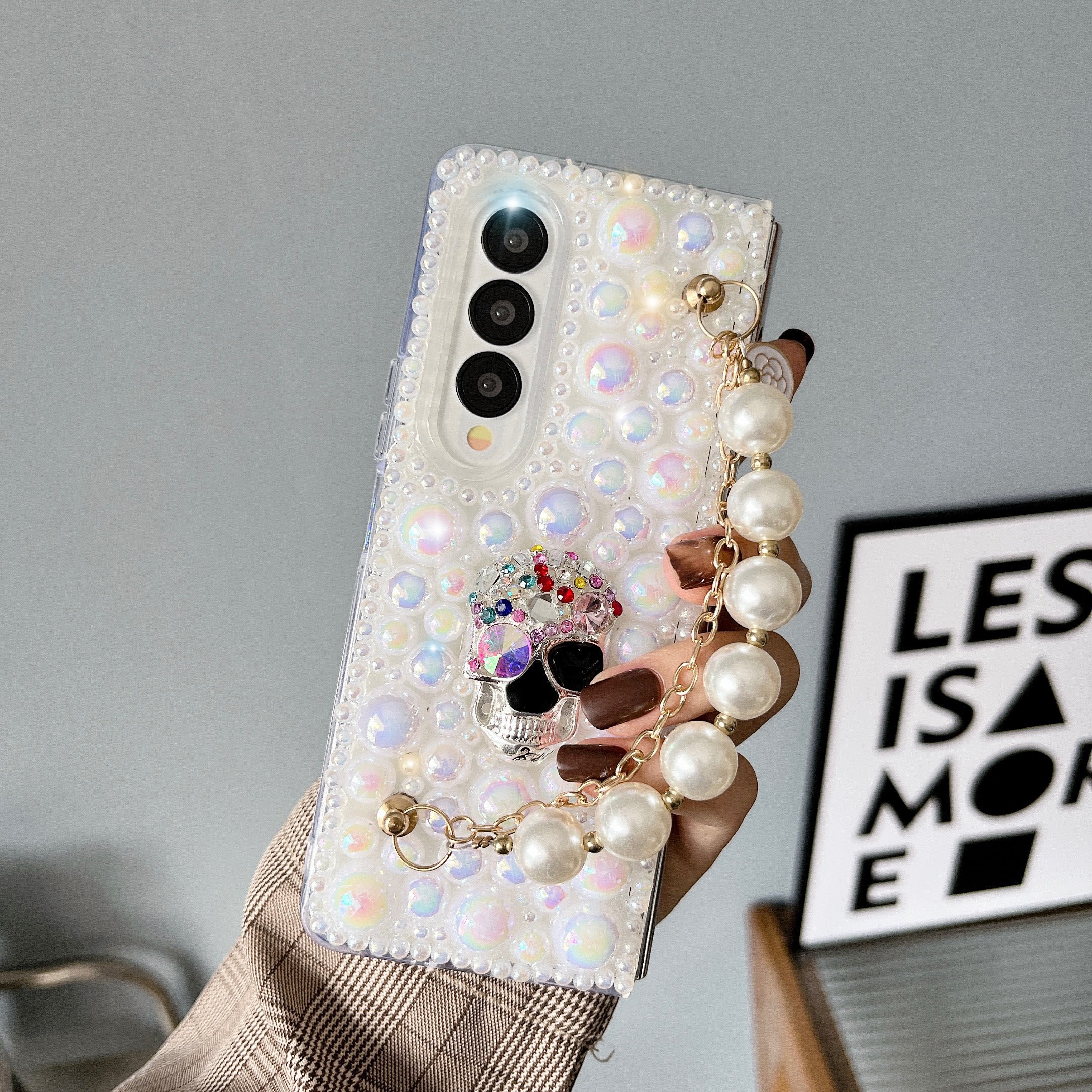 skull diamond case for samsung z flip 3 4 5 glitter bling shiny shockproof fashion luxury case for samsung z fold 3 4 5