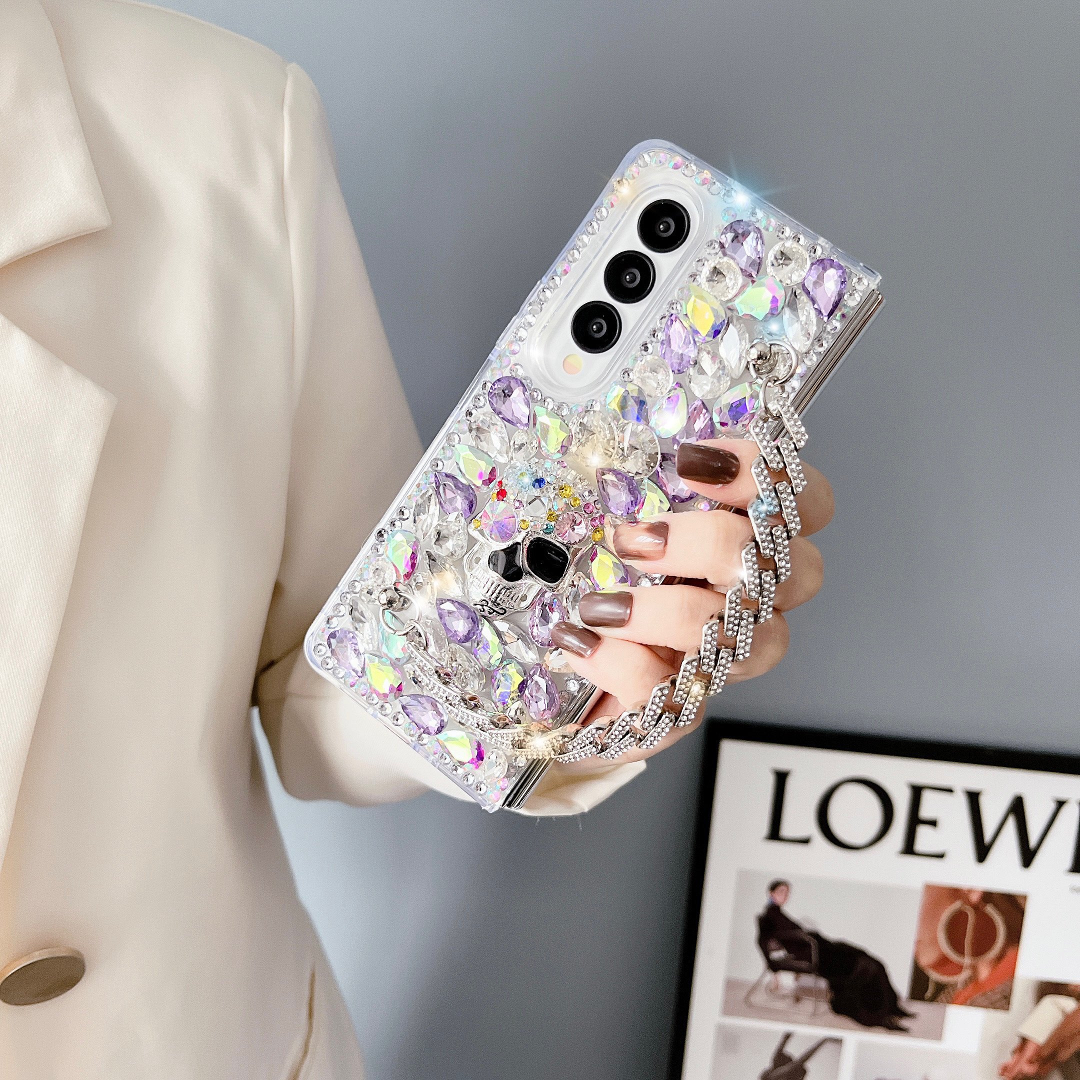 skull diamond case for samsung z flip 3 4 5 glitter bling shiny shockproof fashion luxury case for samsung z fold 3 4 5
