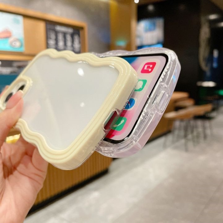 Simple TPU PC 2 in 1 Wave Frame Transparent Mobile Phone case For iPhone 16 pro max 15 14 13 12 11 XS XR Clear Back Cover