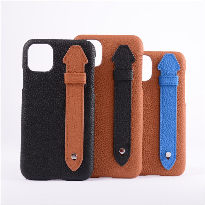 Genuine Leather Smartphone Mobile Phone Case Cover With Handle For Iphone 12 13 14 15 pro Max 14 Plus