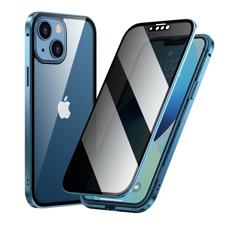 magnetic case with double sides tempered glass for iphone 14 13 12 11 pro max