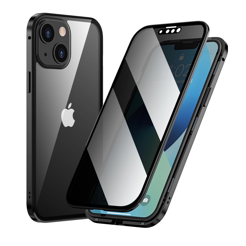 magnetic case with double sides tempered glass for iphone 14 13 12 11 pro max