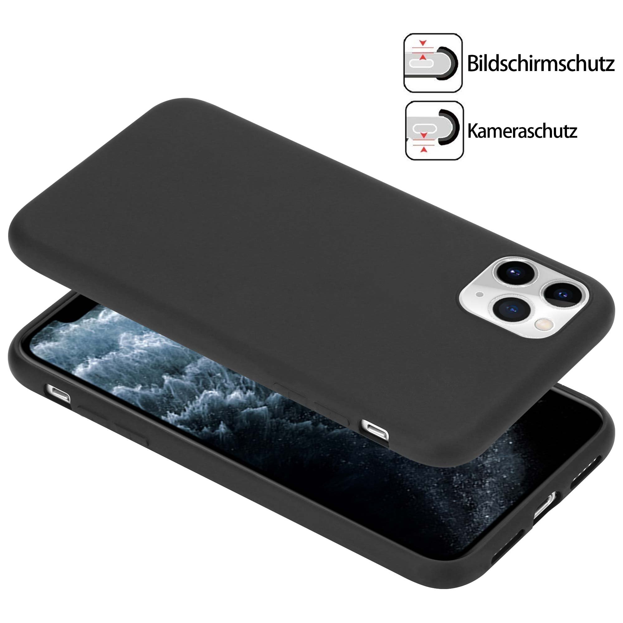 For IPhone 11 pro Black Matte TPU soft case flexible Protective Back Cover For IPhone 11 12 13 14 15 16 phone case