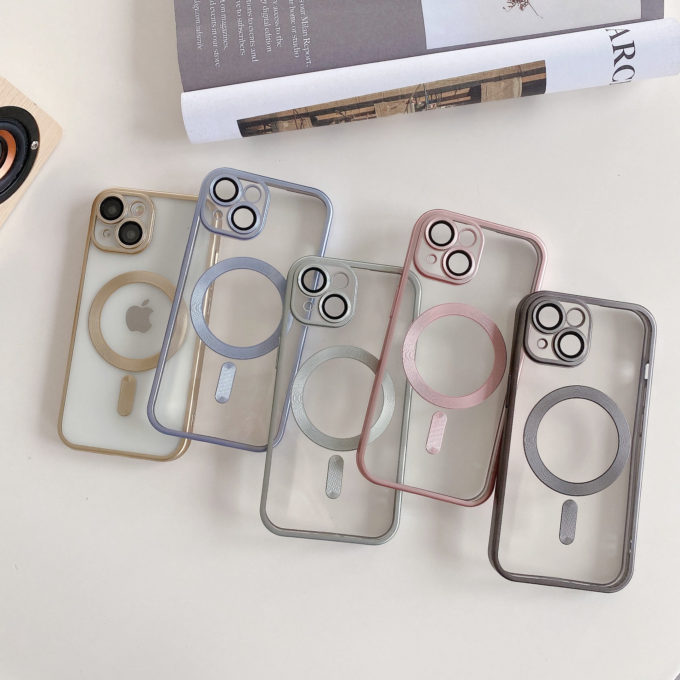 Leyi newest cover Transparent TPU magnetic camera protector for wireless charger phone case For iPhone 15 14 pro max 13