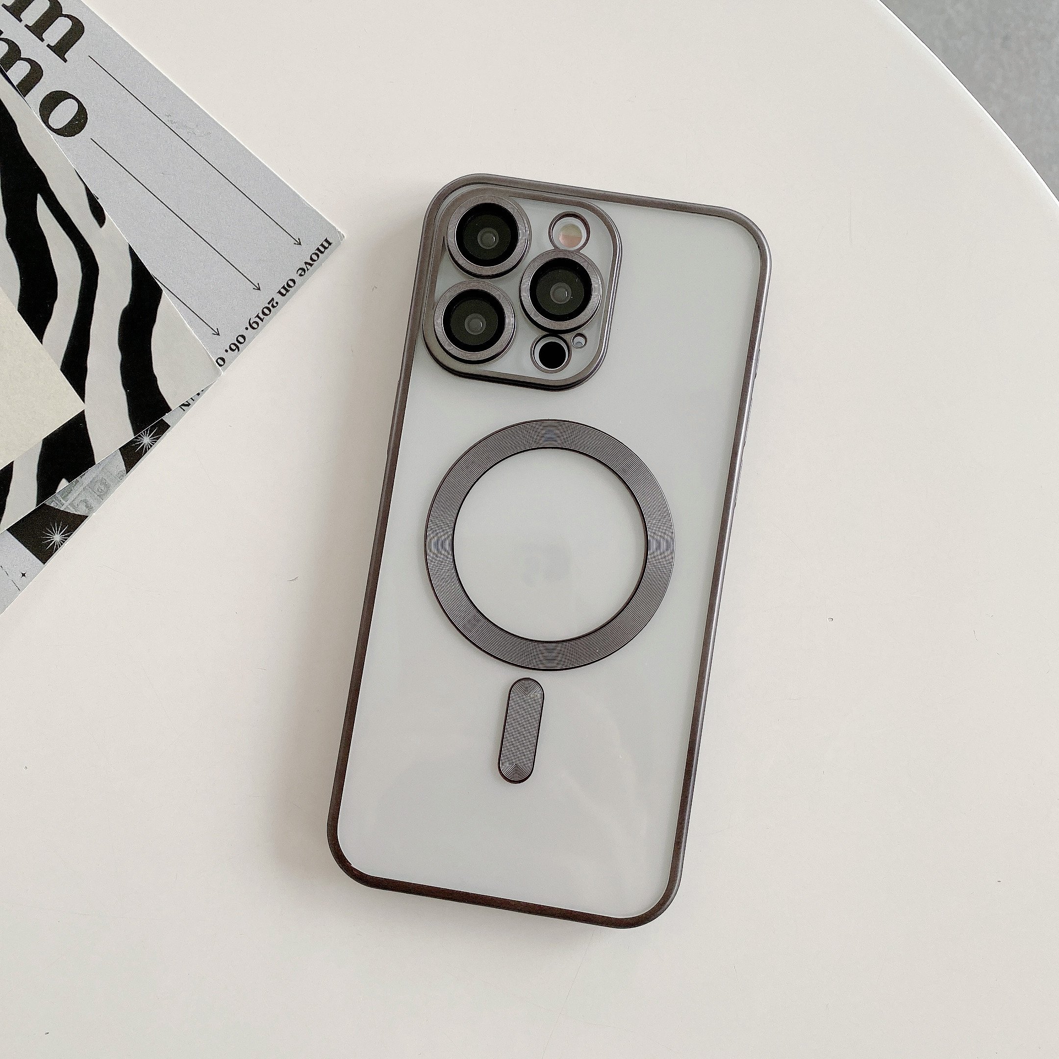 Leyi newest cover Transparent TPU magnetic camera protector for wireless charger phone case For iPhone 15 14 pro max 13