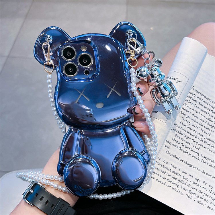 Electroplate Luxury Electroplate 3d Bear Phone Case For iPhone and Android Shockproof Silicone Mobile Phone Case