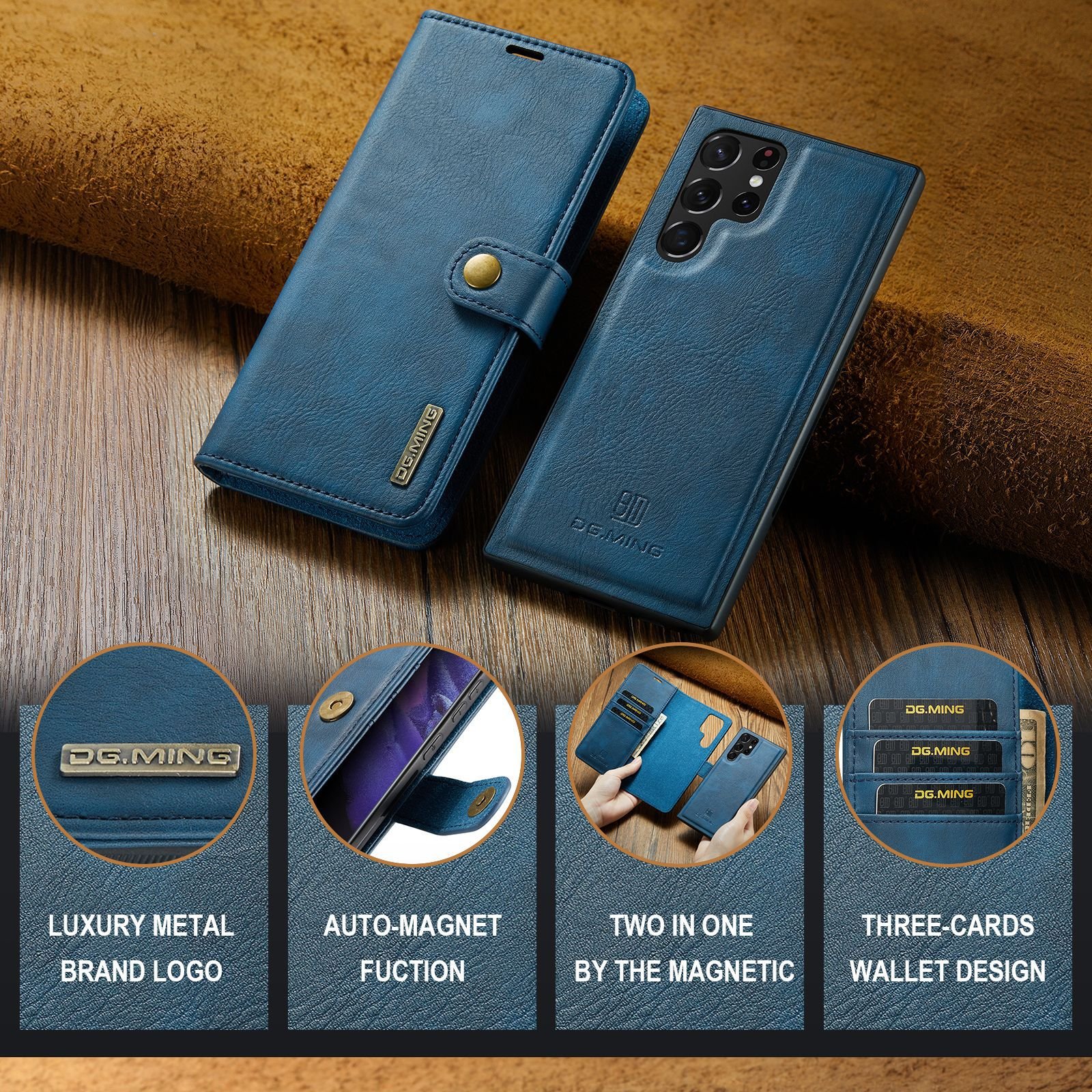Leyi Fashion Magnetic Mobile Phone Cases card slot Leather wallet Split cellphone Cover Case for iphone 15 14 pro max back cover