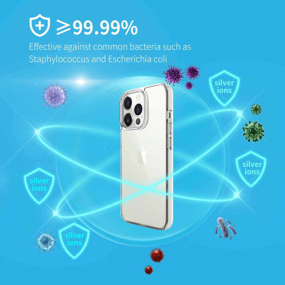 Eco Friendly Recycled Antimicrobial Clear Mobile Phone Case For iPhone 13 Pro Max Anti Bacterial Transparent TPU Back Cover