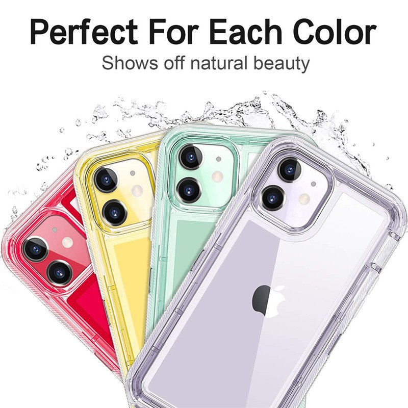 Transparent Armor Case 3 in 1 For iPhone 13 Pro Max Shockproof Hybrid Bumper Cover For iPhone 12 11 Samsung S21 S20 Cell Phone