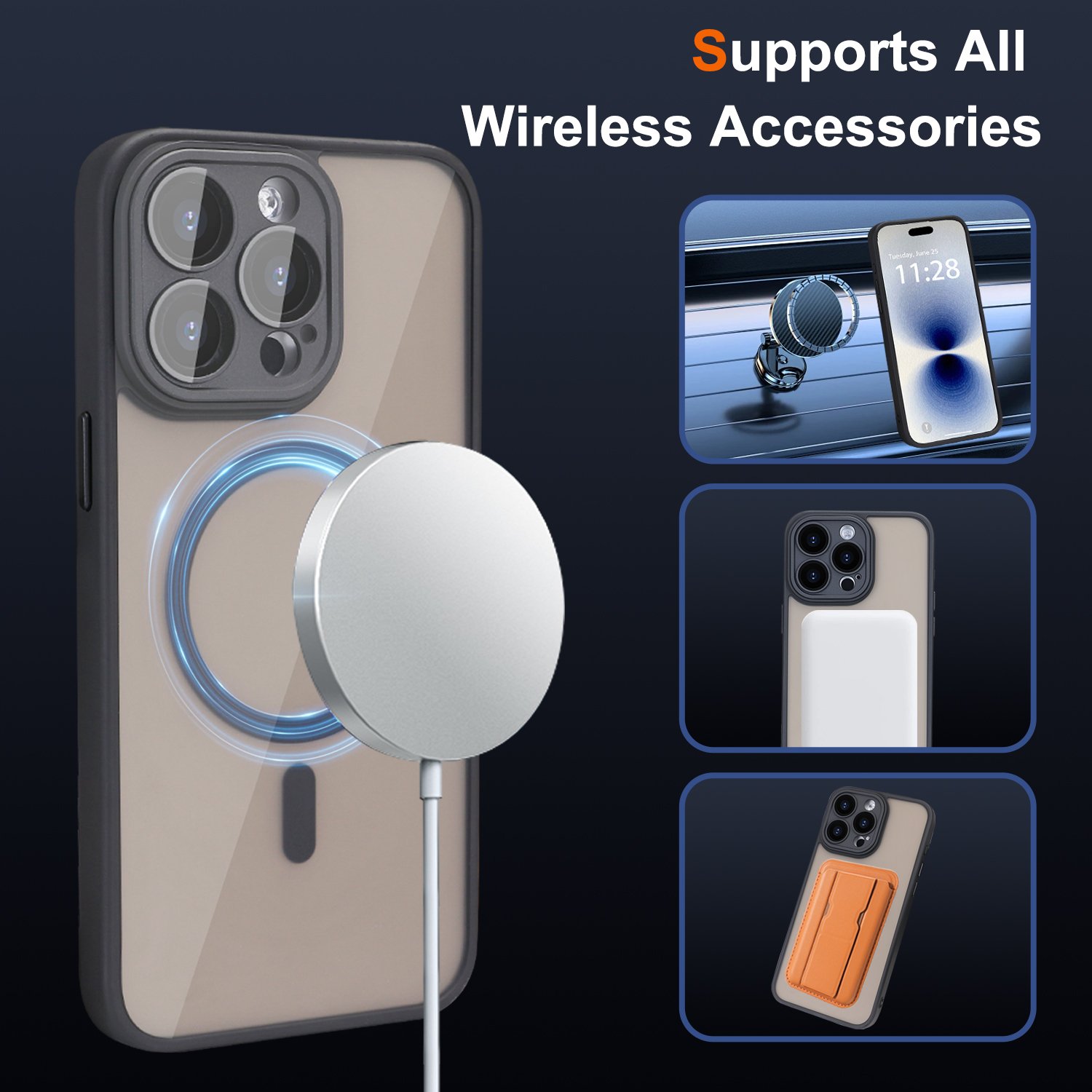 Translucent Frosted Acrylic Mag Full Camera Protection Shockproof Safe Magnetic Mobile Phone Case For iPhone 15 14 13 Pro Max