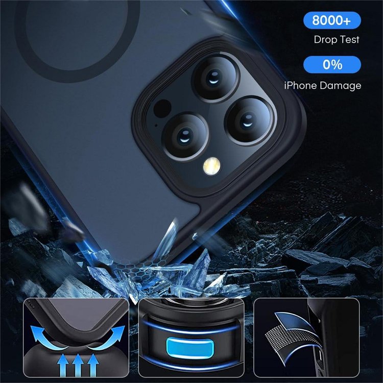 Translucent Frosted Acrylic Mag Full Camera Protection Shockproof Safe Magnetic Mobile Phone Case For iPhone 15 14 13 Pro Max
