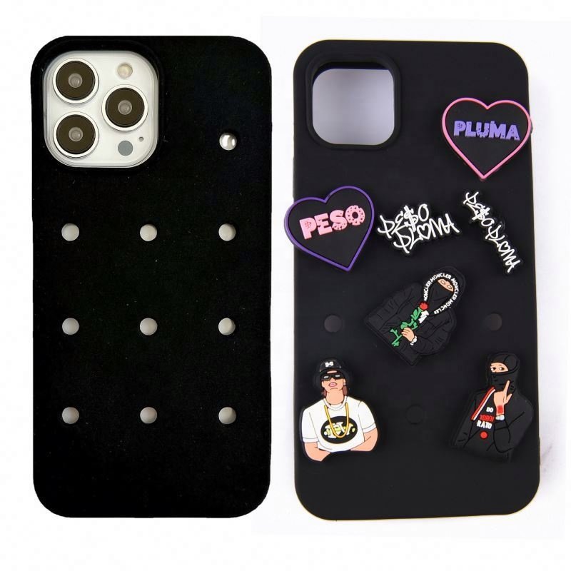 Shockproof Fashion Back Cover Cartoon Diy Silicone 3D Cute Mobile Phone Case for iPhone 11 12 13 Pro max hold Clog charms