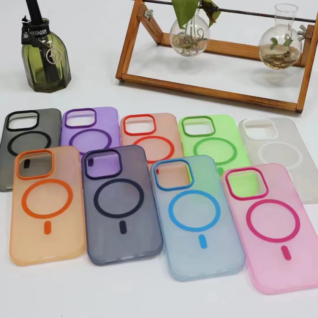 2.0MM matte skin TPU shock-proof protective cover for Samsung S24 Translucent strong magnetic mobile phone case for Iphone 16+