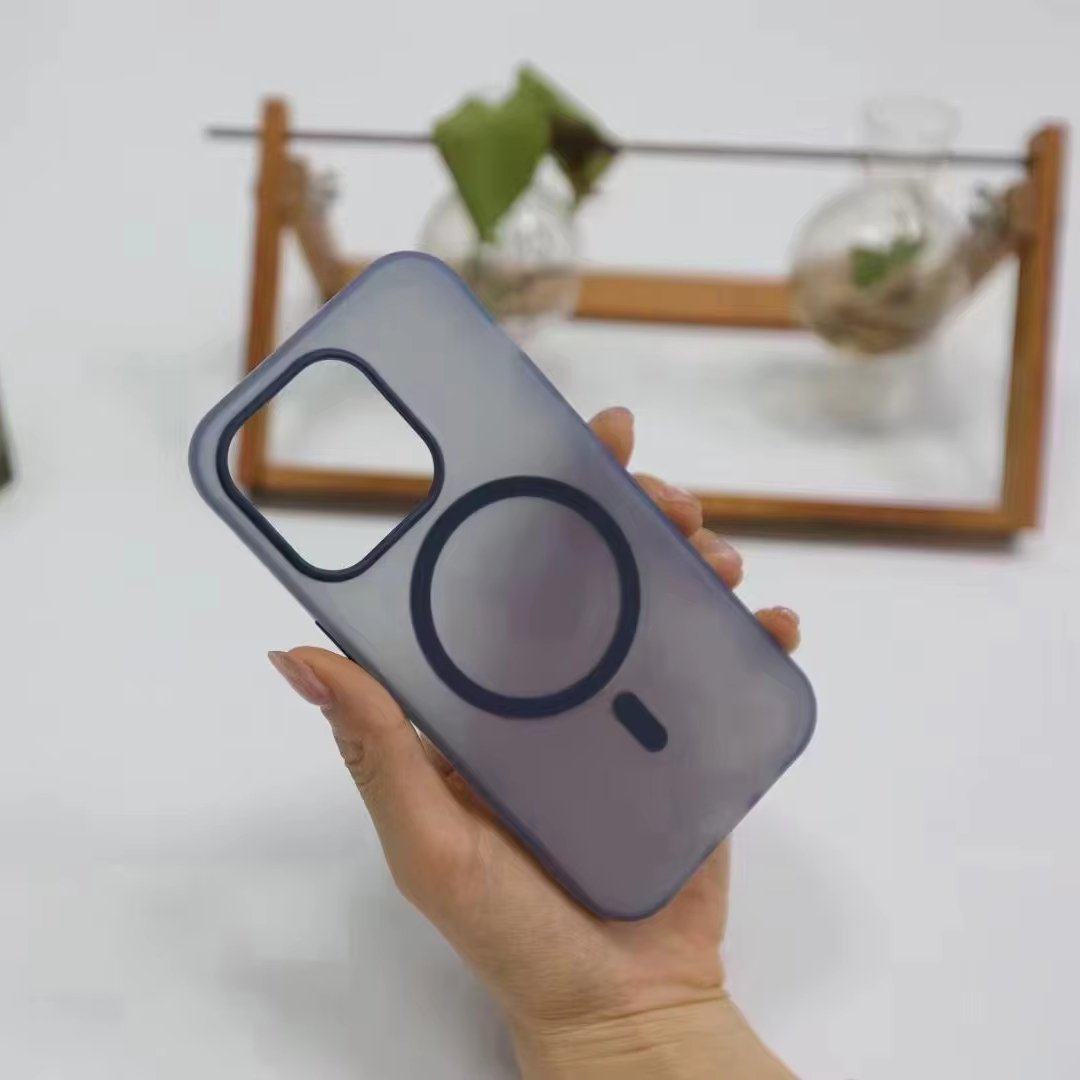 2.0MM matte skin TPU shock-proof protective cover for Samsung S24 Translucent strong magnetic mobile phone case for Iphone 16+