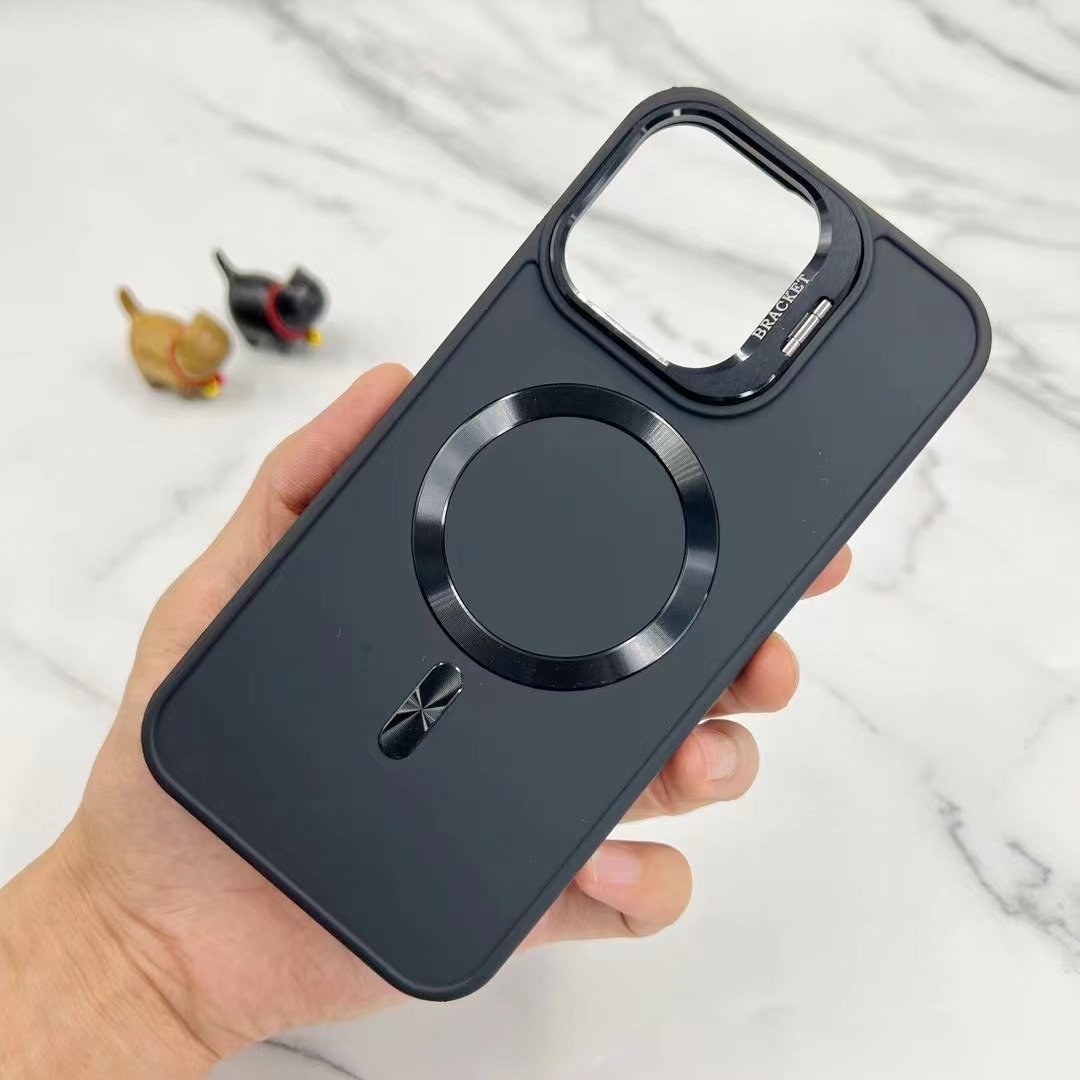 Luxury multi-functional lens bracket mobile phone case magnetic frosted TPU fluted protective cover for Iphone 15 14 case holder