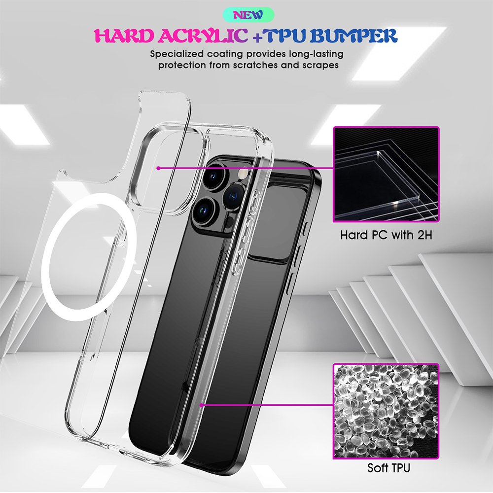 for iPhone 16 Pro Max Wholesale High Quality Clear Magnetic Shockproof Mobile Phone Case