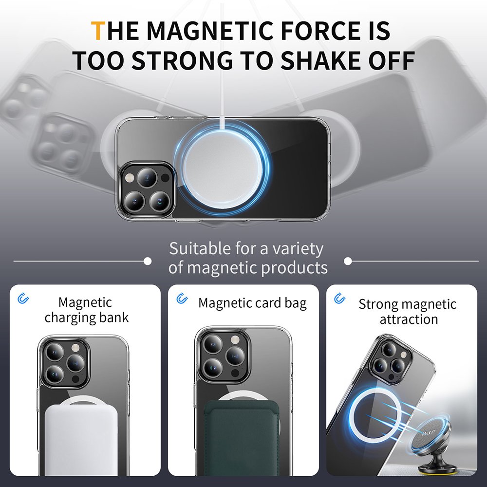for iPhone 16 Pro Max Wholesale High Quality Clear Magnetic Shockproof Mobile Phone Case