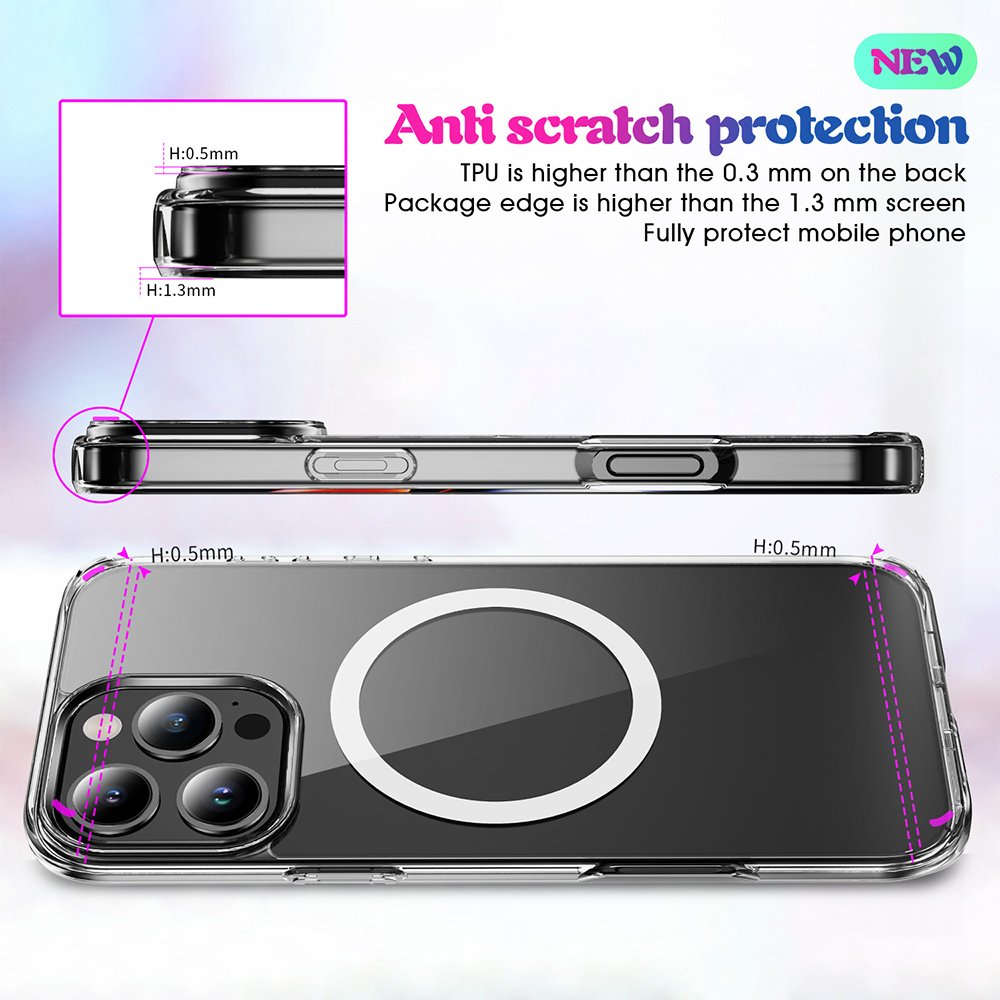 for iPhone 16 Pro Max Wholesale High Quality Clear Magnetic Shockproof Mobile Phone Case