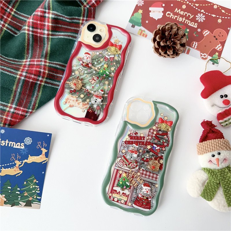 New Arrival Christmas 3D Stereoscopic Santa Claus Decoration Wave Mobile Phone Case for iPhone 12 13 15 16 Pro Max