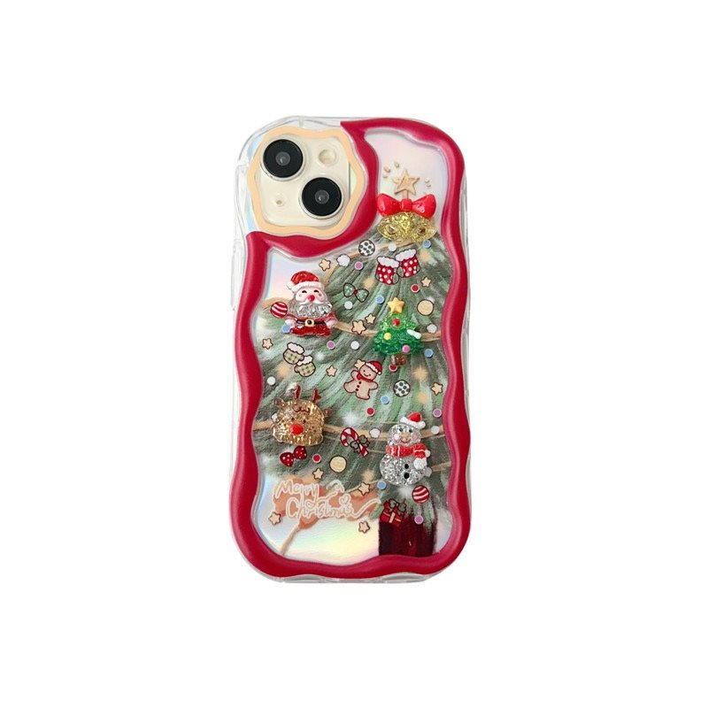 New Arrival Christmas 3D Stereoscopic Santa Claus Decoration Wave Mobile Phone Case for iPhone 12 13 15 16 Pro Max