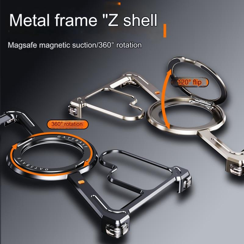 Minimalist Z Shape Mobile Phone Case For Samsung S24 Ultra Rotation Kickstand Aluminum Metal Frameless Bumper Protective Case