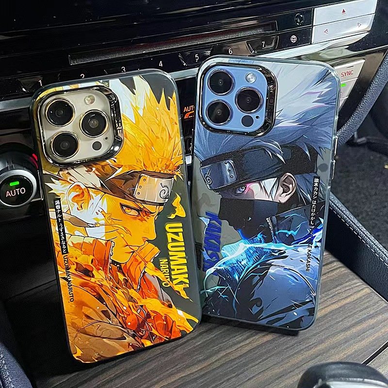 Japan Anime Vegeta Zoro Luffy Goku Uzumaki Electroplated Hard Case for iPhone 12 14 13 15 Pro max Silver IMD Protective Case