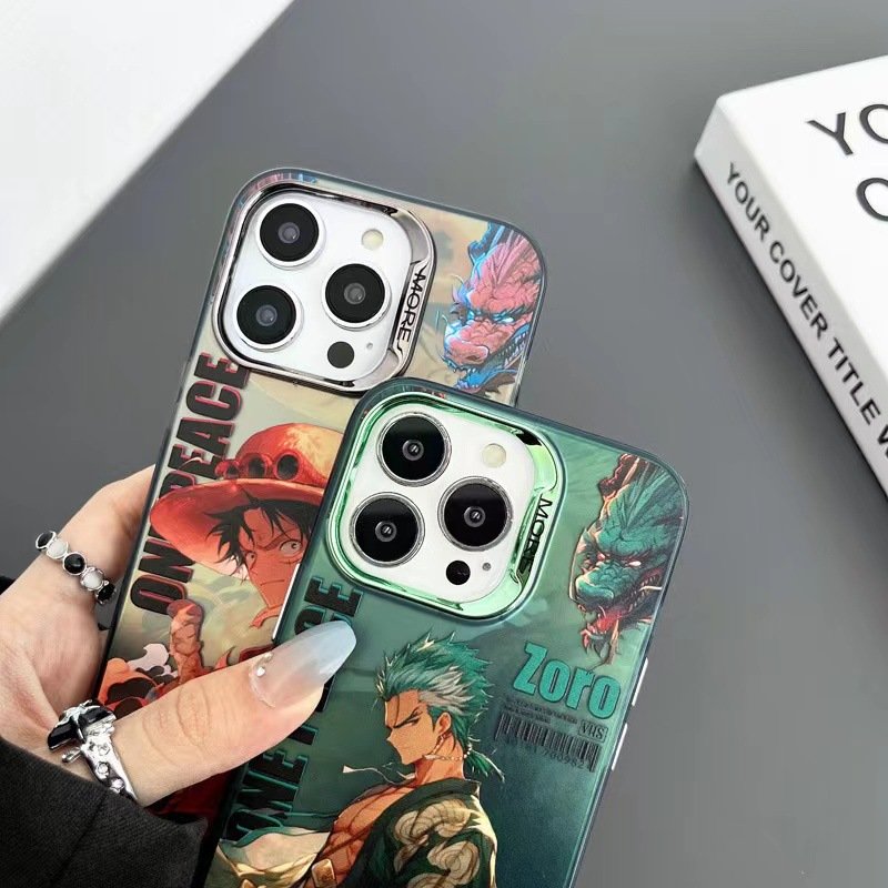 Japan Anime Vegeta Zoro Luffy Goku Uzumaki Electroplated Hard Case for iPhone 12 14 13 15 Pro max Silver IMD Protective Case