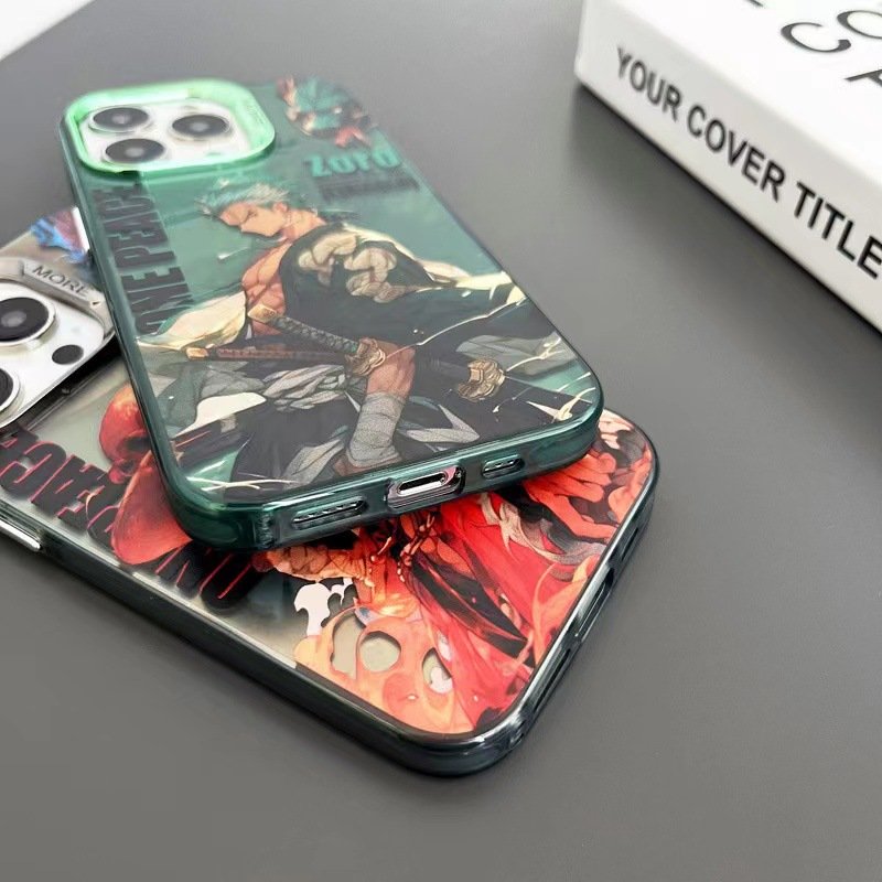 Japan Anime Vegeta Zoro Luffy Goku Uzumaki Electroplated Hard Case for iPhone 12 14 13 15 Pro max Silver IMD Protective Case