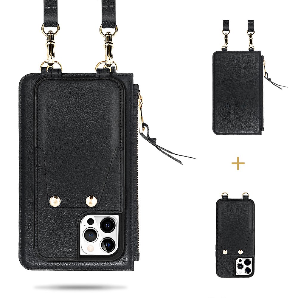 2024 high quality pu leather mobile crossbody phone cases with wallet