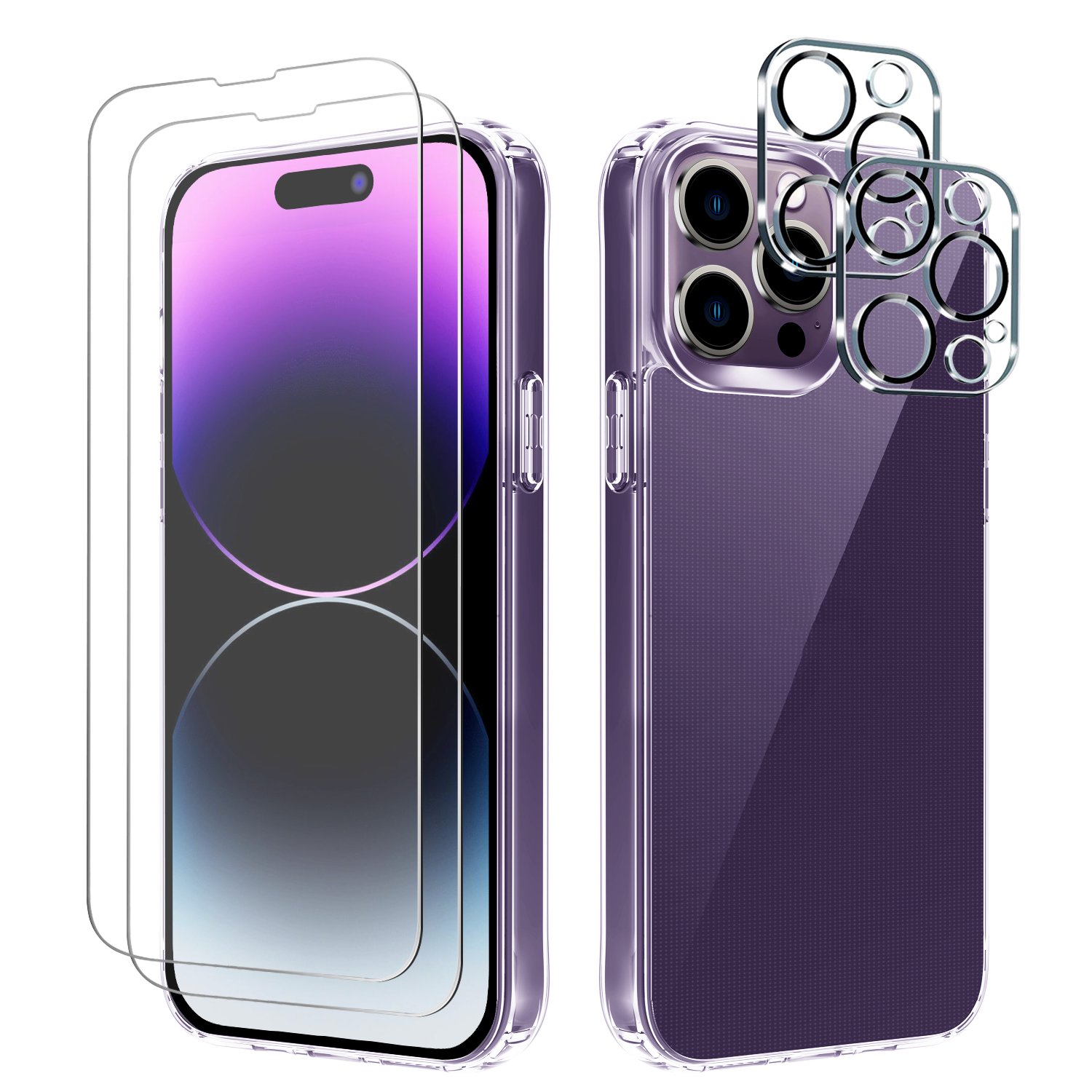 5 In 1 3 In 1 Buddle Shockproof Acrylic High Clear Phone Case For Iphone 12 14 16 Pro Max With Screen Protector Lens Protector
