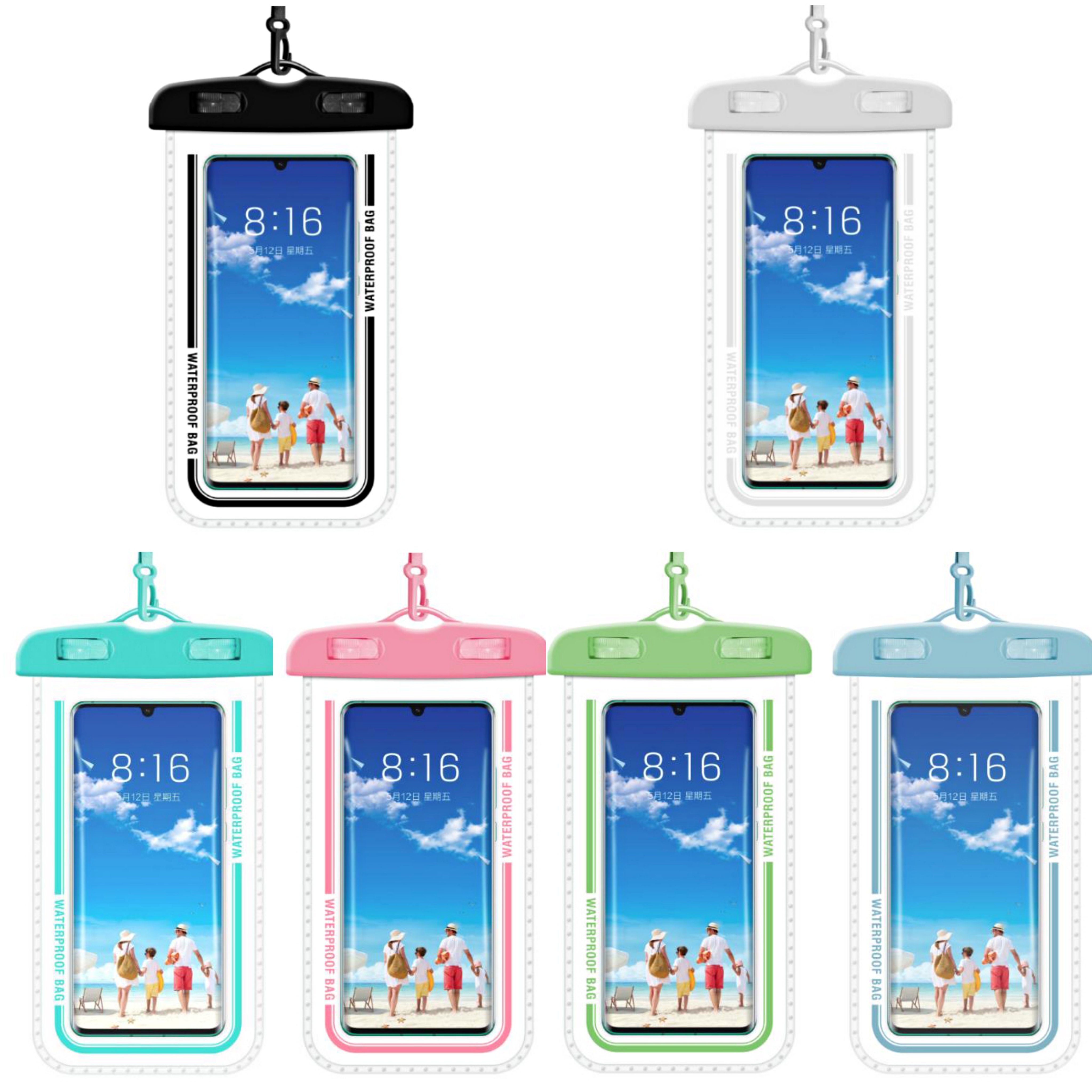 OEM Waterproof Bag Mobile Phone Cases Clear Swim Skiing Touchscreen Diving Pouch Case Bag With Lanyard Floating Mobile Pouches