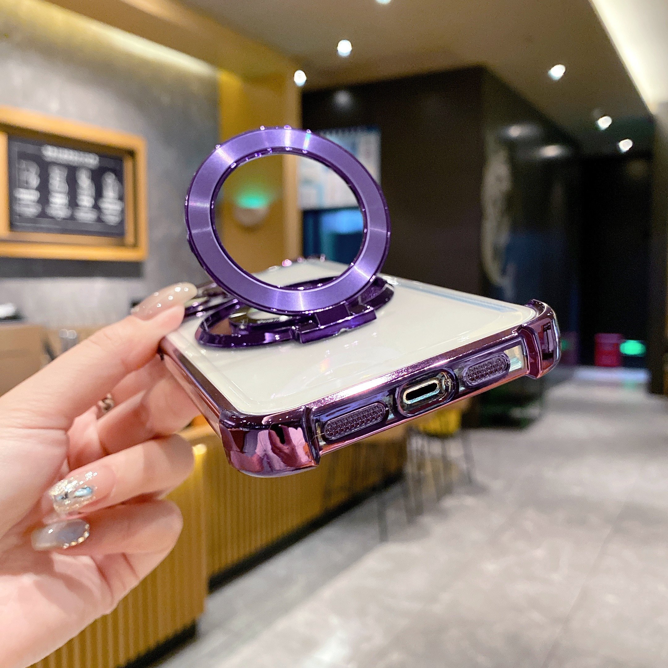 For Magnetic Sparkling Diamond Magnetic Bracket Soft Gel TPU Phone Case For iphone 16 15 Pro 14 13 12 11 Pro Protect Cover case