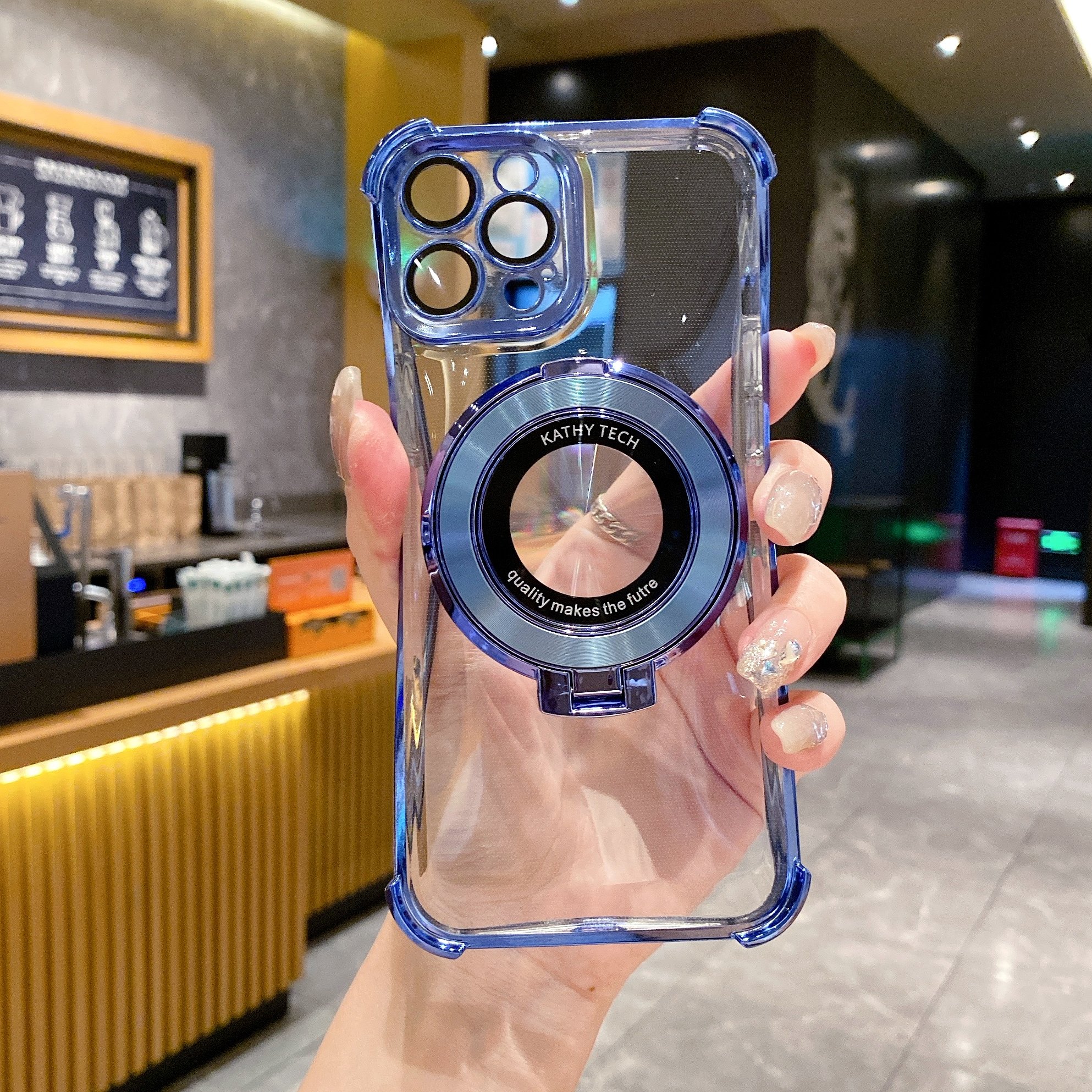 For Magnetic Sparkling Diamond Magnetic Bracket Soft Gel TPU Phone Case For iphone 16 15 Pro 14 13 12 11 Pro Protect Cover case