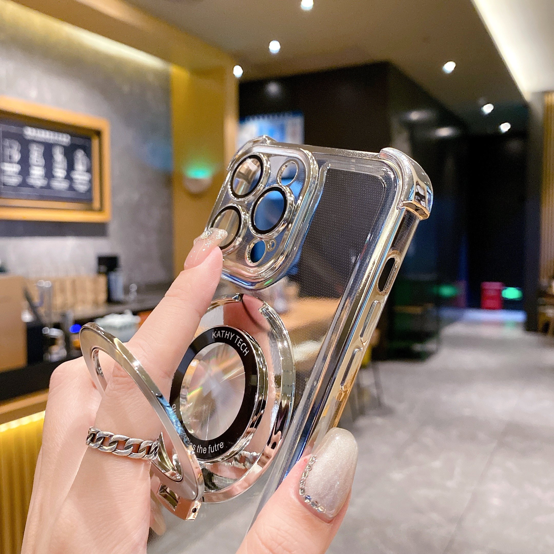 For Magnetic Sparkling Diamond Magnetic Bracket Soft Gel TPU Phone Case For iphone 16 15 Pro 14 13 12 11 Pro Protect Cover case