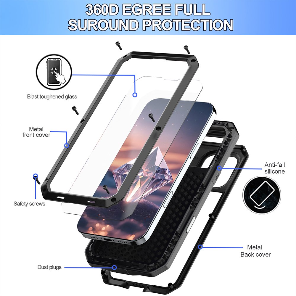 TENCHEN IP54 protection waterproof metal mobile phone case for iPhone 16 pro max