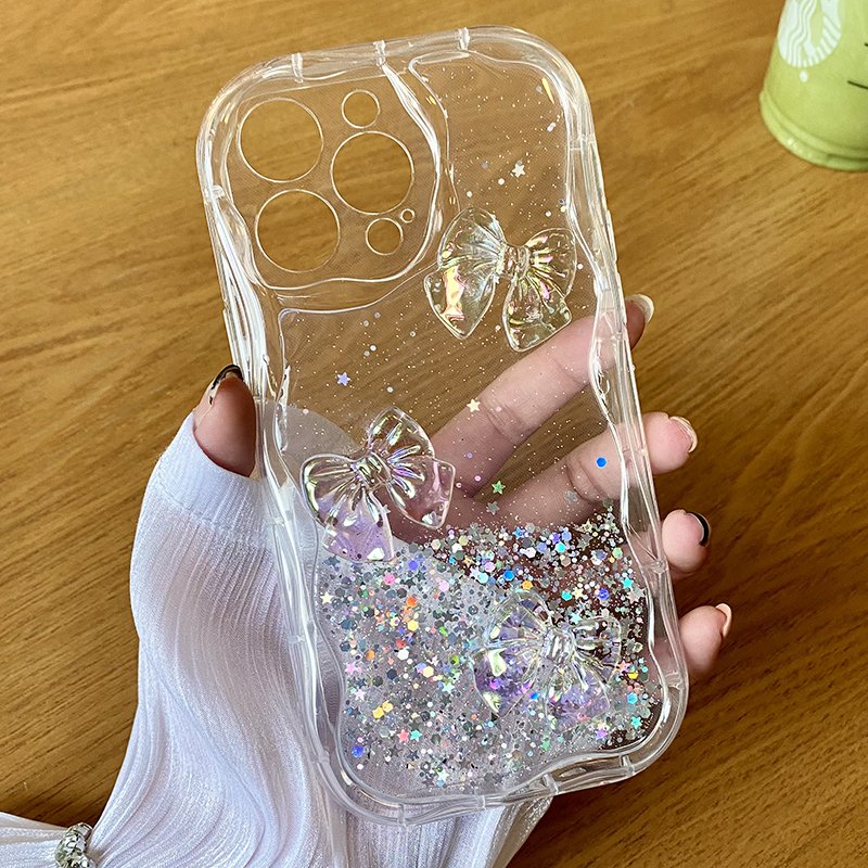 USLION Laser Butterfly Style Mobile Phone Case Phone Cover TPU Material Cell Phone Back Protective Case for iP 14/13/12/11/X/7/8
