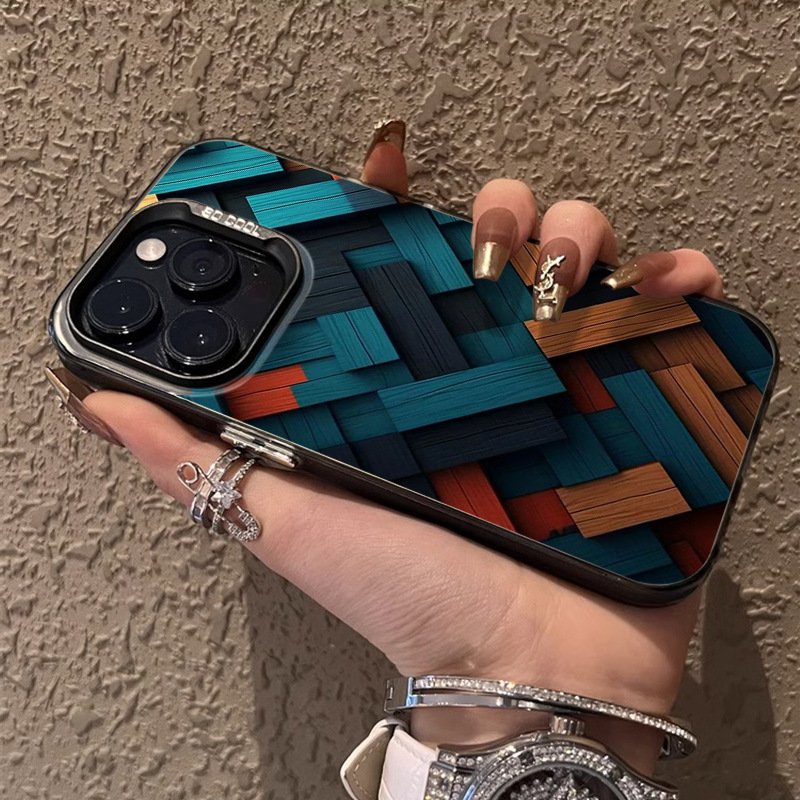 Wholesale 3D wooden block colored silver mobile phone case For iPhone 16 15 Pro Max 14 13 12 11 IMD Transparent shockproof cover