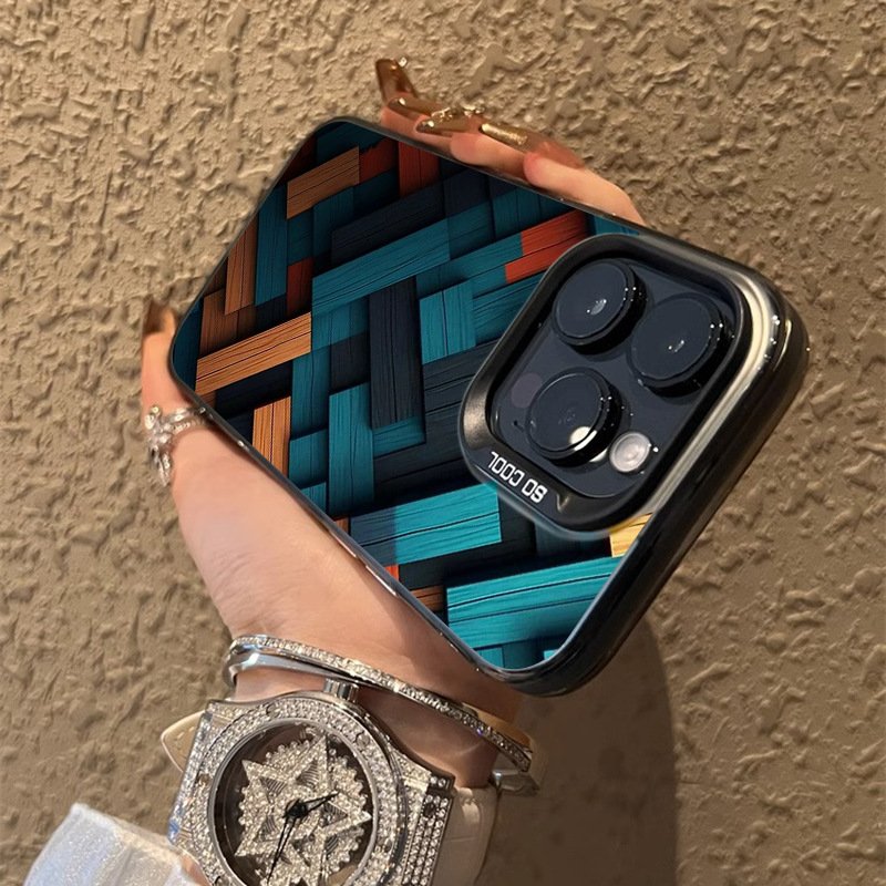 Wholesale 3D wooden block colored silver mobile phone case For iPhone 16 15 Pro Max 14 13 12 11 IMD Transparent shockproof cover