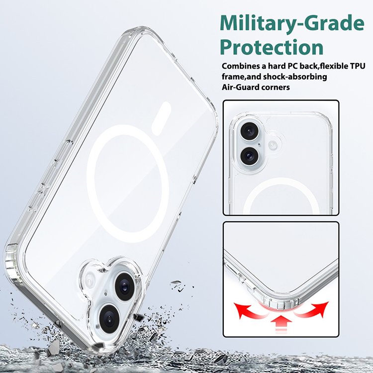1.5mm acrylic phone case for iPhone 16 magnetic cover,no yellow acrylic magnet clear mobile case for iPhone11 12 13 14 15 16 pro