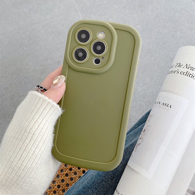 For iPhone 15 14 13 fine hole frosted TPU straight edge protective cover liquid silicone mobile phone case