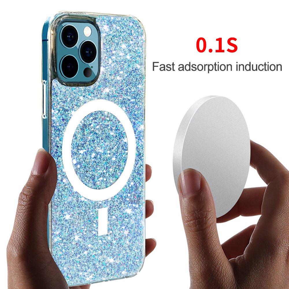 Aikusu Fashion Pretty Custom Personalized Bling Glitter Magnetic Phone Case For Iphone 15 13 Xs X Pro Max