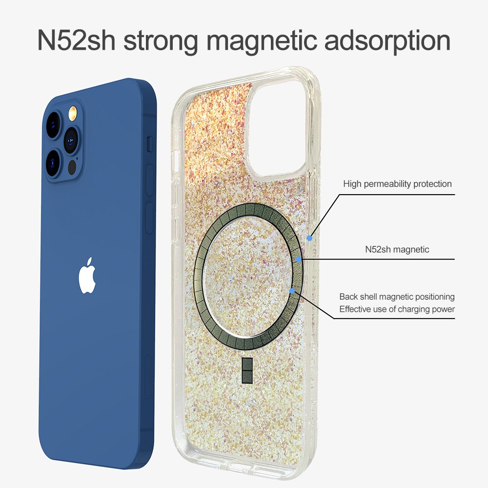 Aikusu Fashion Pretty Custom Personalized Bling Glitter Magnetic Phone Case For Iphone 15 13 Xs X Pro Max